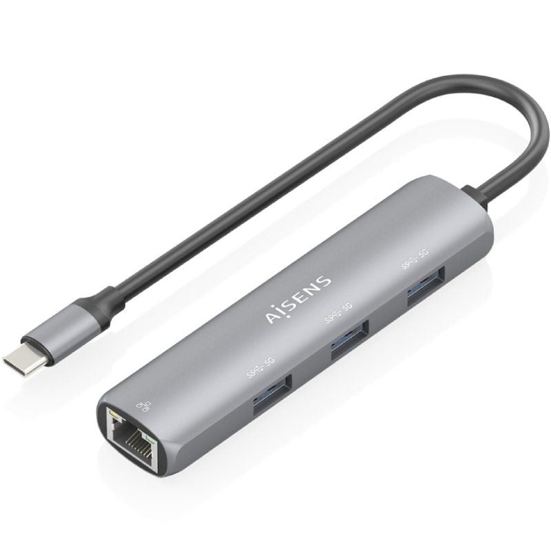 Hub USB Tipo-C Aisens ASUC-4P038-GR/ 3xUSB/ 1xRJ45/ Gris 8435739904008 ASUC-4P038-GR AIS-HUB ASUC-4P038-GR