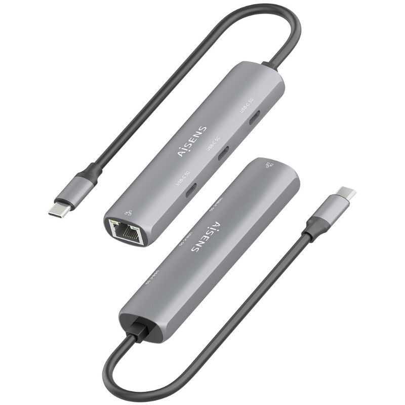 Hub USB Tipo-C Aisens ASUC-4P041-GR/ 3xUSB Tipo-C/ 1xRJ45/ Gris - Imagen 3
