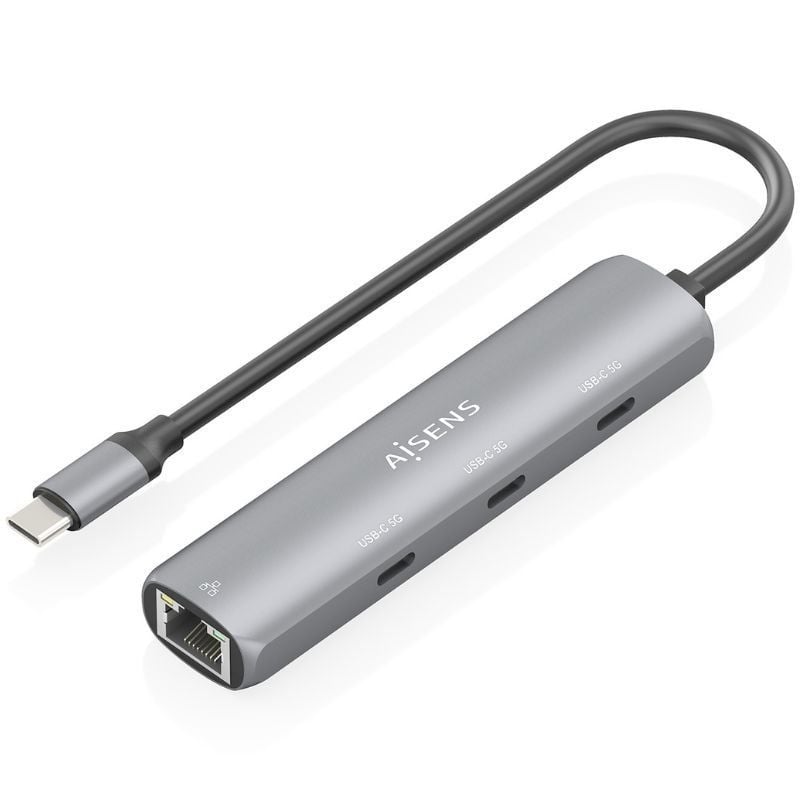 Hub USB Tipo-C Aisens ASUC-4P041-GR/ 3xUSB Tipo-C/ 1xRJ45/ Gris 8435739904039 ASUC-4P041-GR AIS-HUB ASUC-4P041-GR