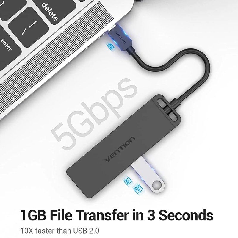 Hub USB Tipo-C Vention TGKBB/ 4xUSB/ 1xMicroUSB PD/ 15cm - Imagen 3