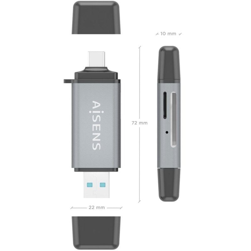 Lector de Tarjetas Externo Aisens ASCR-2AC11-GR/ USB 3.1 - Imagen 4