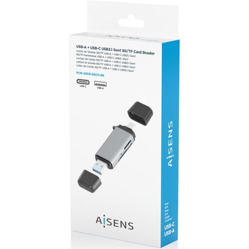 Lector de Tarjetas Externo Aisens ASCR-2AC11-GR/ USB 3.1 - Imagen 5