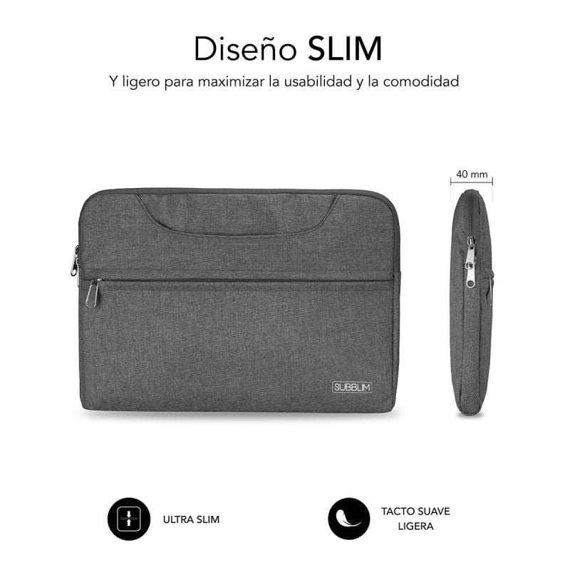 Maletín Subblim Business Laptop Sleeve para Portátiles hasta 15.6"/ Cinta para Trolley/ Gris - Imagen 4