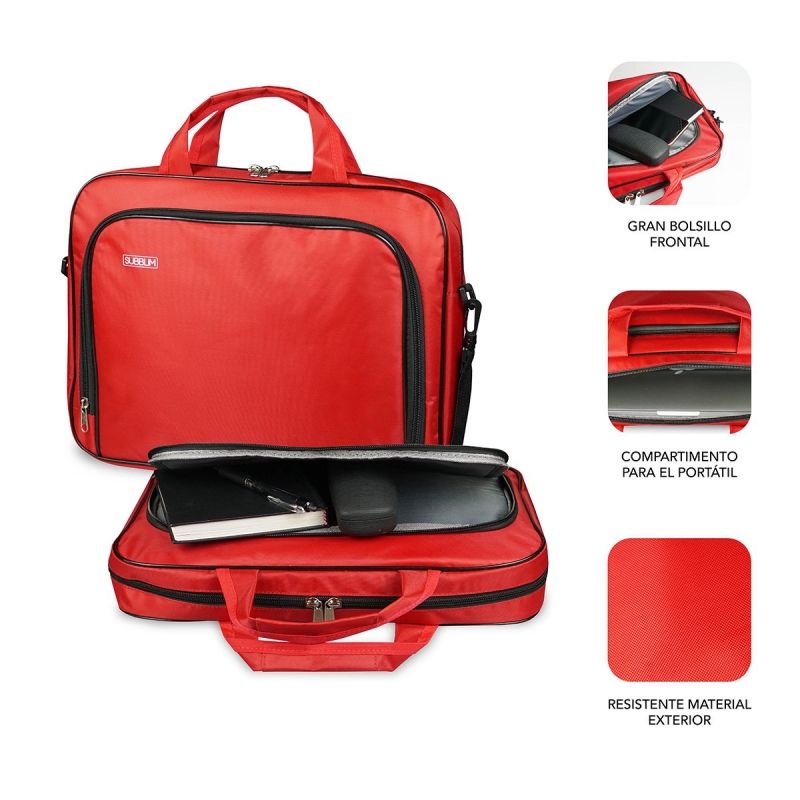 Maletín Subblim Oxford para Portátiles hasta 16"/ Rojo - Imagen 2