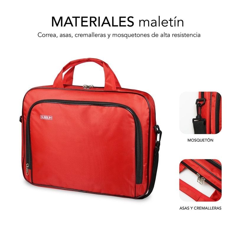 Maletín Subblim Oxford para Portátiles hasta 16"/ Rojo - Imagen 3