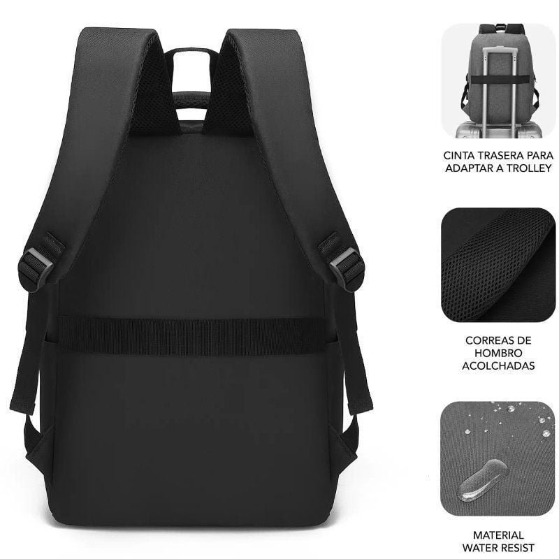 Mochila Subblim City Backpack para Portátiles hasta 15.6"/ Puerto USB/ Negra - Imagen 4