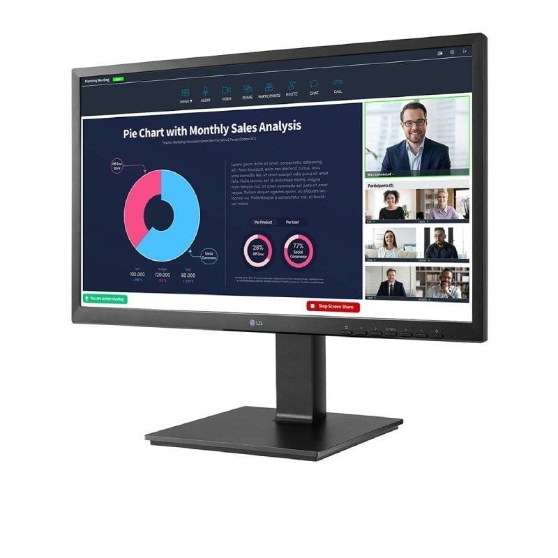 Monitor Profesional LG 24BP75CP-B 23.8"/ Full HD/ Webcam/ Multimedia/ Regulable en altura/ Negro - Imagen 2