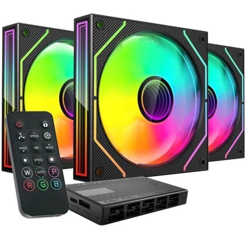 Pack 3 Ventiladores Mars Gaming MF-3DPROKIT/ 12cm + HUB + Mando a Distancia/ ARGB 8435693109945 MF3DPROKIT TAC-REF MF-3DPROKIT BK