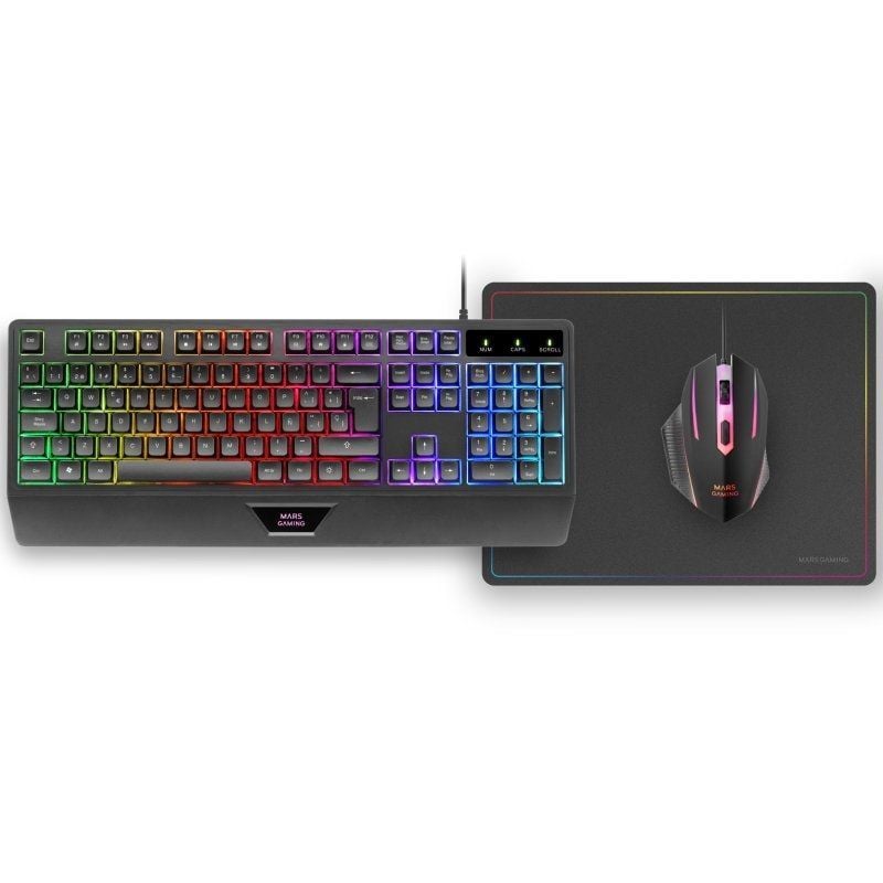 Pack Gaming Mars Gaming MCP124/ Teclado H-MECH + Ratón Óptico + Alfombrilla/ Negro 8435693105770 MCP124ES TAC-PACK MCP124 BK