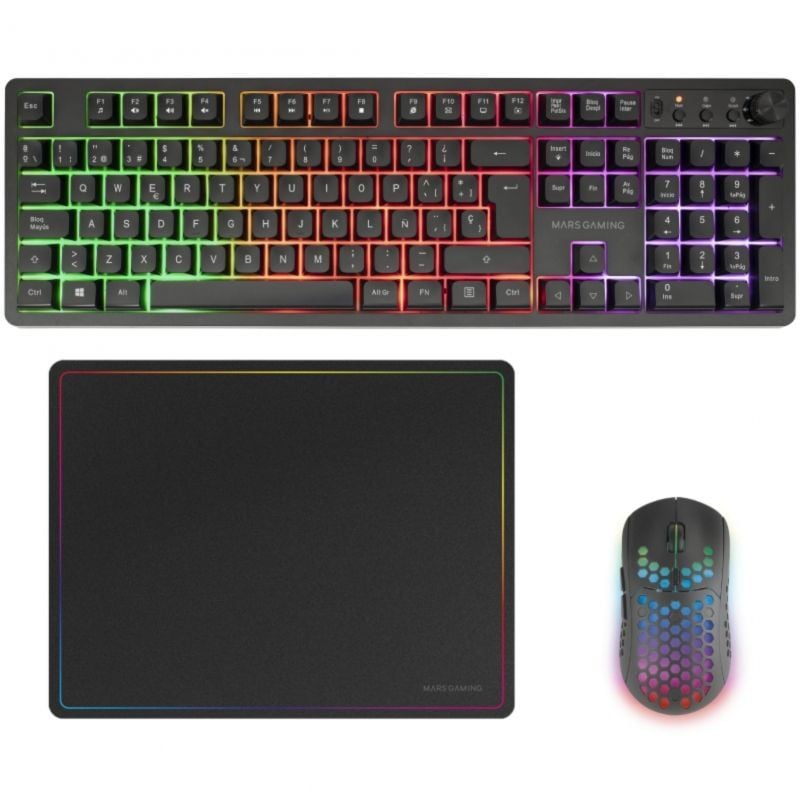 Pack Gaming Mars Gaming MCPWX/ Teclado Inalámbrico + Ratón Inalámbrico + Alfombrilla 8435693111115 MCPWXES TAC-PACK MCPWX BK