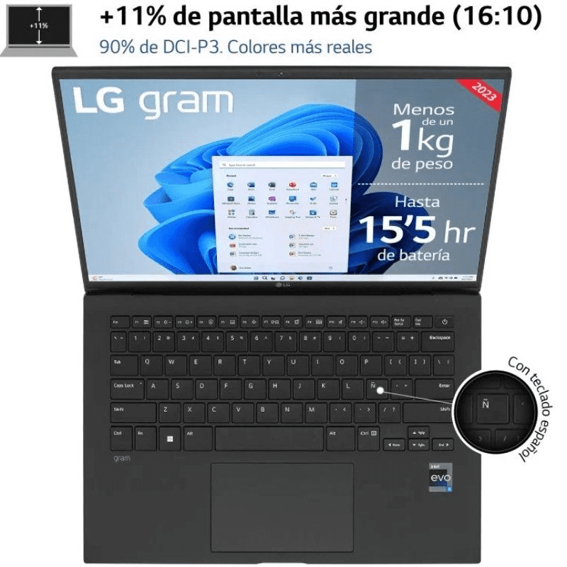 Portátil LG Gram 14Z90R-Q.AP75B Intel Core i7-1370P/ 32GB/ 512GB SSD/ 14"/ Win11 Pro - Imagen 2