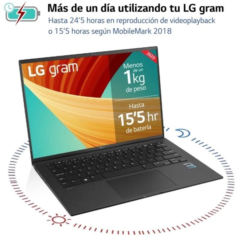 Portátil LG Gram 14Z90R-Q.AP75B Intel Core i7-1370P/ 32GB/ 512GB SSD/ 14"/ Win11 Pro - Imagen 3