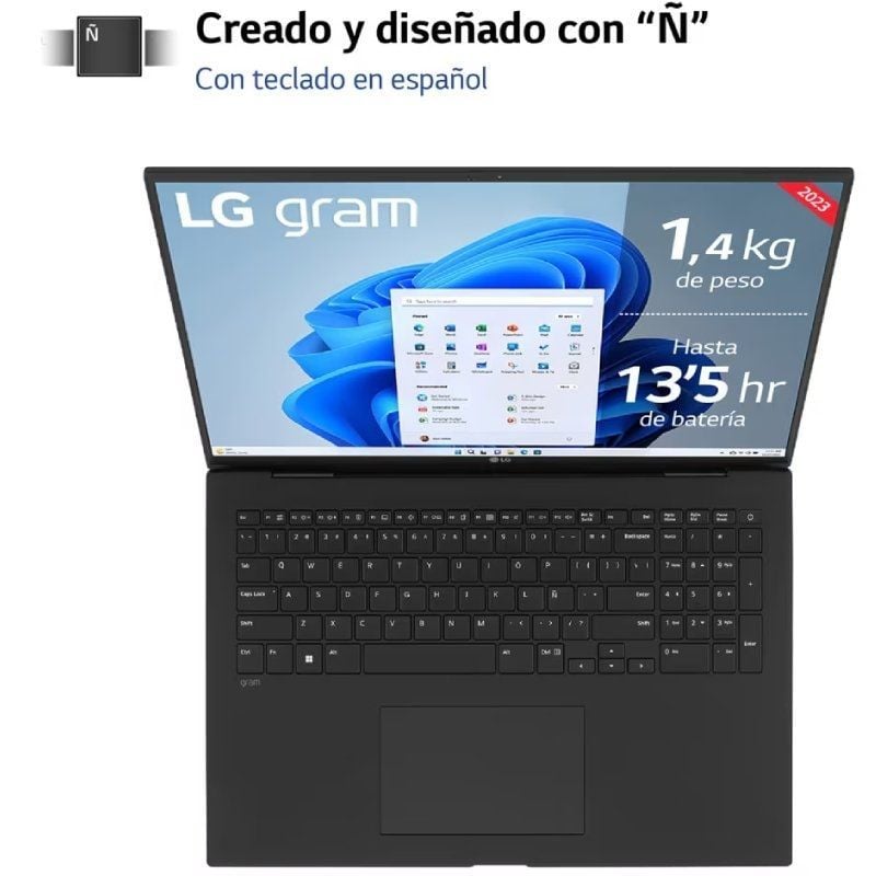 Portátil LG Gram 17Z90R-E.AD78B Intel Core i7-1360P/ 32GB/ 1TB SSD/ GeForce RTX 3050/ 17.3"/ Win11 - Imagen 2