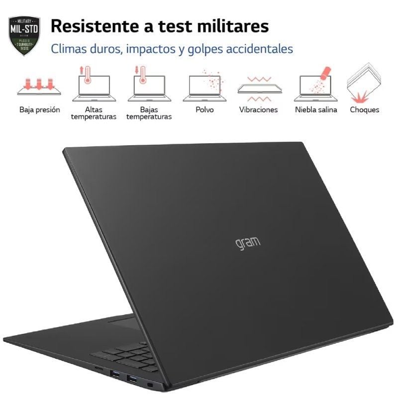 Portátil LG Gram 17Z90R-E.AD78B Intel Core i7-1360P/ 32GB/ 1TB SSD/ GeForce RTX 3050/ 17.3"/ Win11 - Imagen 3