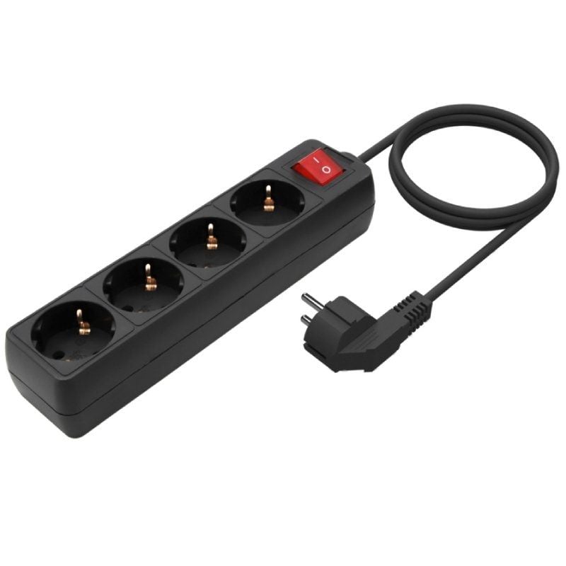 Regleta con Interruptor Aisens A154-0650/ 4 Tomas de Corriente/ Cable 1.4m/ Negro - Imagen 2