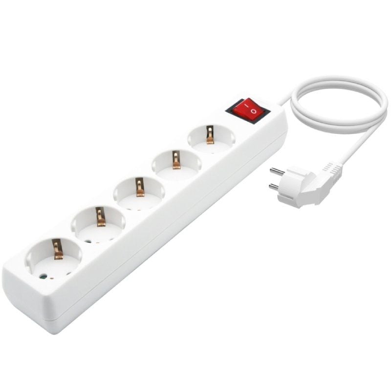 Regleta con Interruptor Aisens A154-0651/ 5 Tomas de Corriente/ Cable 1.4m/ Blanco - Imagen 2