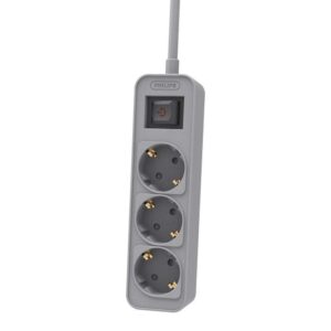 Regleta con Interruptor Philips CHP2134G/ 3 Tomas de corriente/ Cable 1.5m/ Gris 4895229151048 CHP2134G/12 PHIL-REGLETA CHP2134G 12