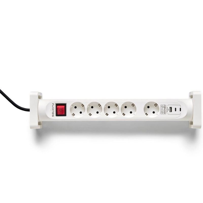 Regleta con interruptor Salicru SAFE 5S+/ 4 Tomas de corriente/ 1 Master/ 2 USB Tipo-C/ 1 USB/ Cable 1.4m/ Blanca - Imagen 2