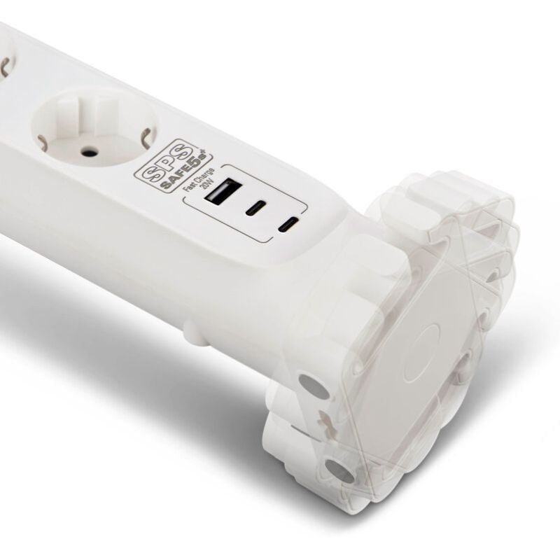 Regleta con interruptor Salicru SAFE 5S+/ 4 Tomas de corriente/ 1 Master/ 2 USB Tipo-C/ 1 USB/ Cable 1.4m/ Blanca - Imagen 3