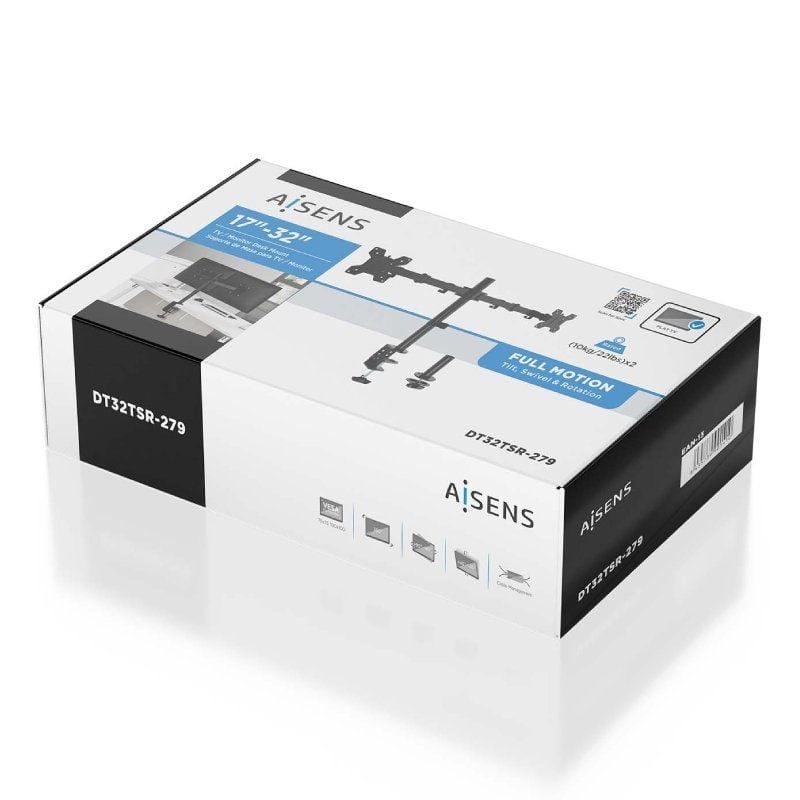 Soporte de Mesa para 2 Monitores Aisens DT32TSR-279/ Giratorio/ Inclinable/ hasta 10kg - Imagen 5