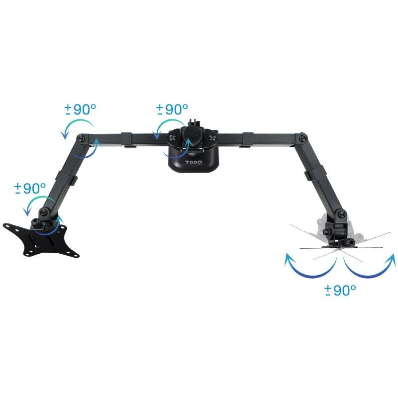 Soporte de Mesa para 2 Monitores TooQ DB1802TN-B/ Giratorio/ Inclinable/ hasta 8kg - Imagen 3