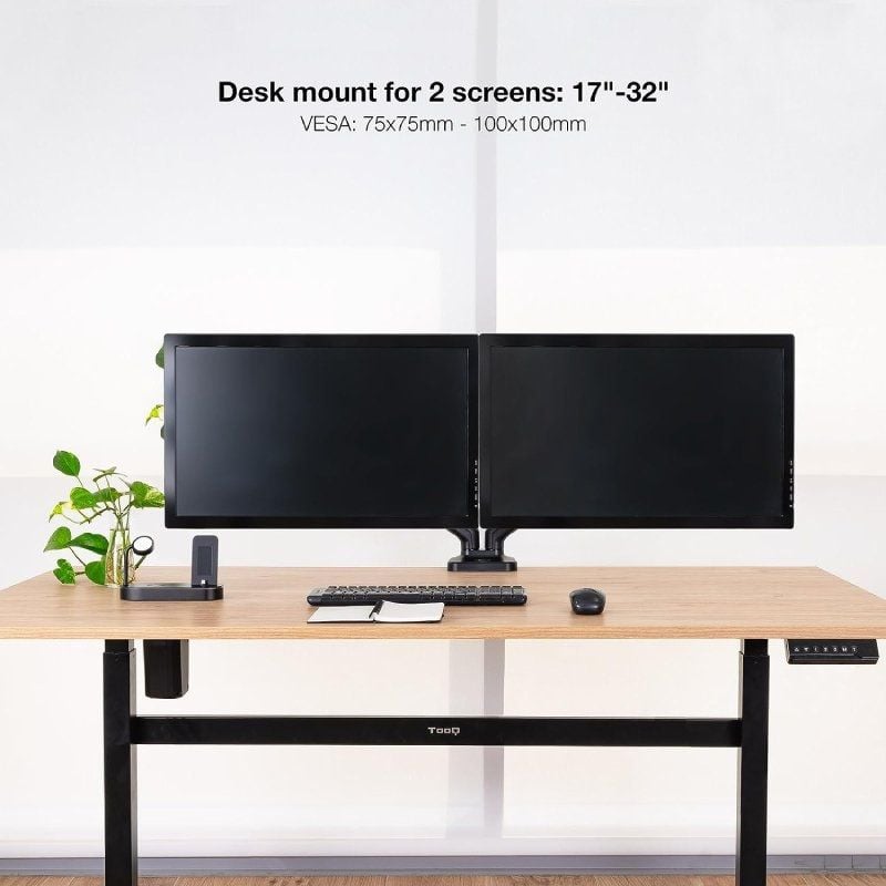 Soporte de Mesa para 2 Monitores TooQ DB5132TNR-B/ Giratorio/ Inclinable/ hasta 9kg - Imagen 4