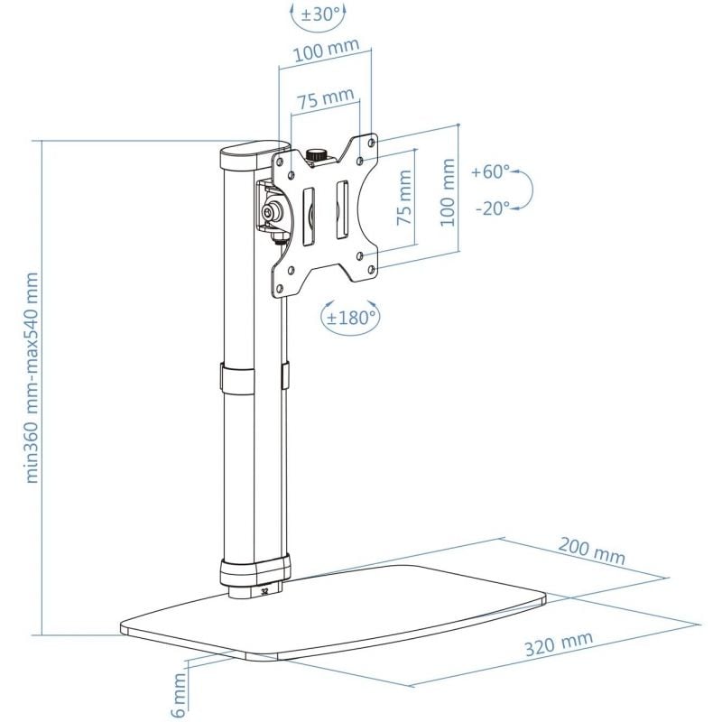 Soporte de Sobremesa para Monitor TooQ DB1127TN-B/ Giratorio/ Inclinable / hasta 6kg - Imagen 5