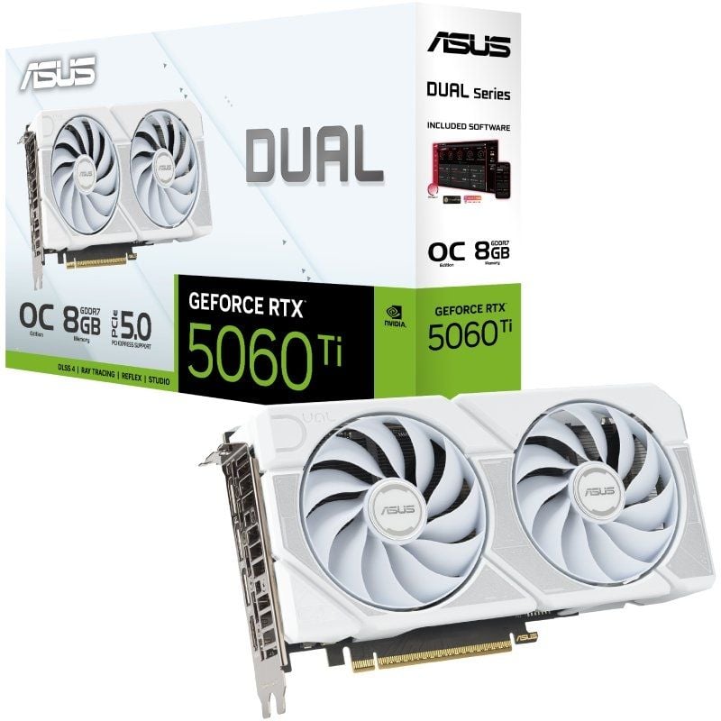 Tarjeta Gráfica Asus Dual GeForce RTX 5060 Ti OC White Edition/ 8GB GDDR7 4711636177337 90YV0MP5-M0NA00 ASU-GF RTX5060TI D W OC 8G