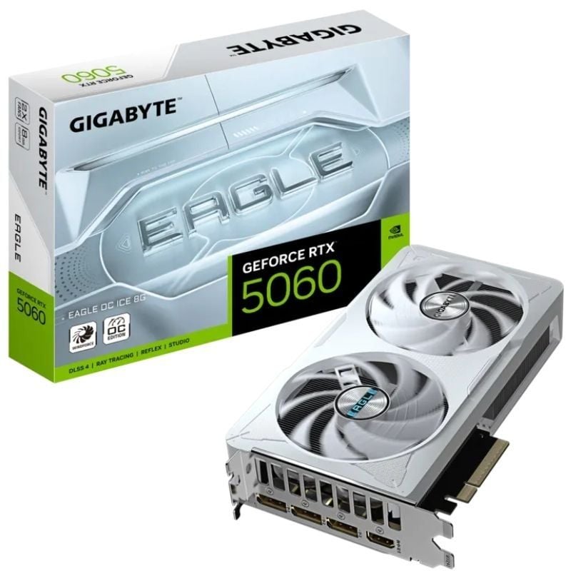 Tarjeta Gráfica Gigabyte GeForce RTX 5060 Eagle OC ICE/ 8GB GDDR7 4719331356446 9VN5060EOI-00-G10 GIG-GF RTX5060 EAG OCIC 8G