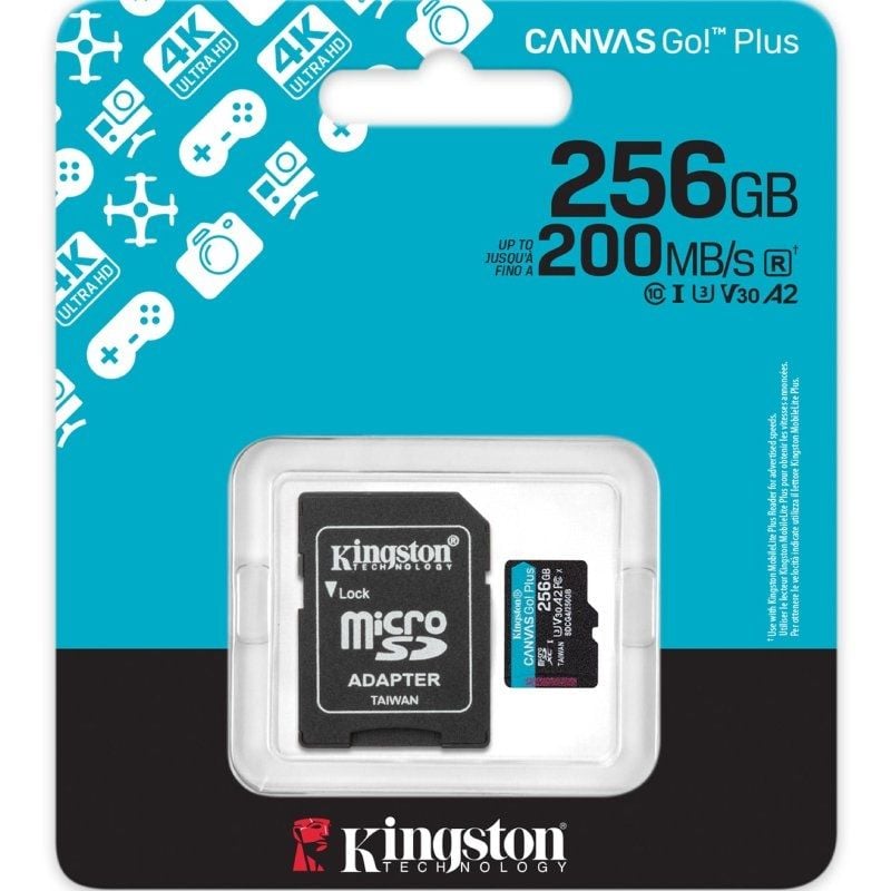 Tarjeta de Memoria Kingston CANVAS Go! Plus 256GB microSD XC con Adaptador/ Clase 10/ 200MBs - Imagen 3