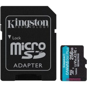 Tarjeta de Memoria Kingston CANVAS Go! Plus 256GB microSD XC con Adaptador/ Clase 10/ 200MBs 740617347999 SDCG4/256GB KIN-MICROSD SDCG4 256GB