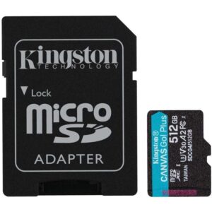 Tarjeta de Memoria Kingston CANVAS Go! Plus 512GB microSD XC con Adaptador/ Clase 10/ 200MBs 740617348040 SDCG4/512GB KIN-MICROSD SDCG4 512GB