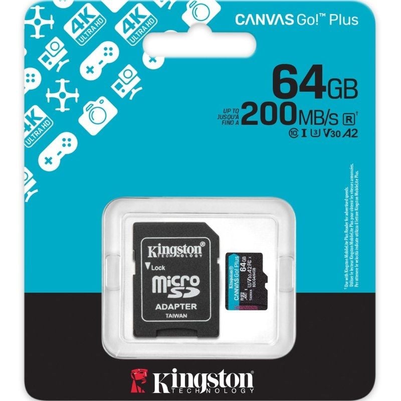 Tarjeta de Memoria Kingston CANVAS Go! Plus 64GB microSD XC con Adaptador/ Clase 10/ 200MBs - Imagen 3