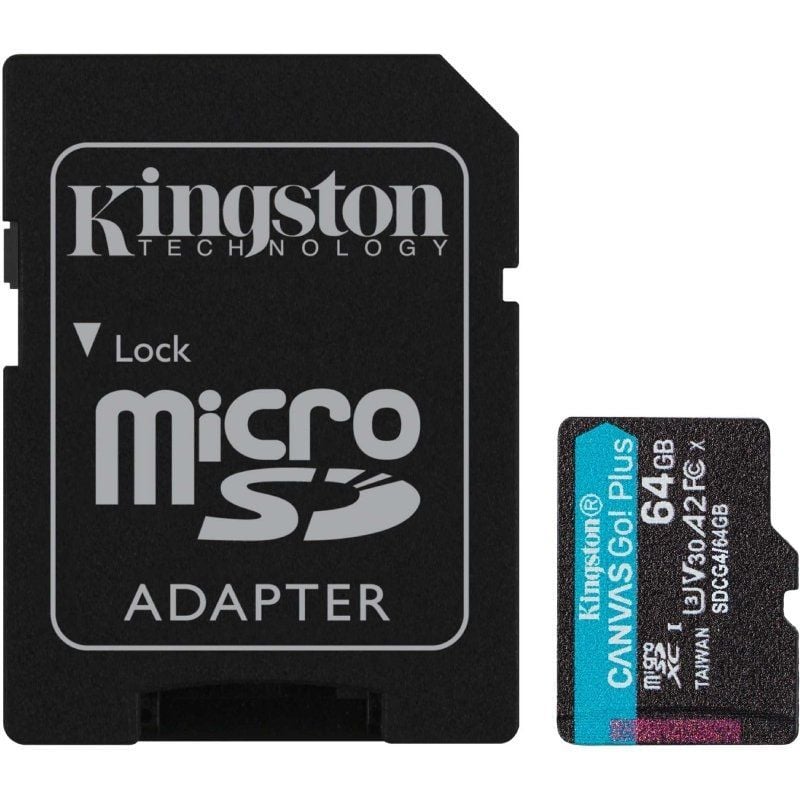 Tarjeta de Memoria Kingston CANVAS Go! Plus 64GB microSD XC con Adaptador/ Clase 10/ 200MBs 740617347890 SDCG4/64GB KIN-MICROSD SDCG4 64GB