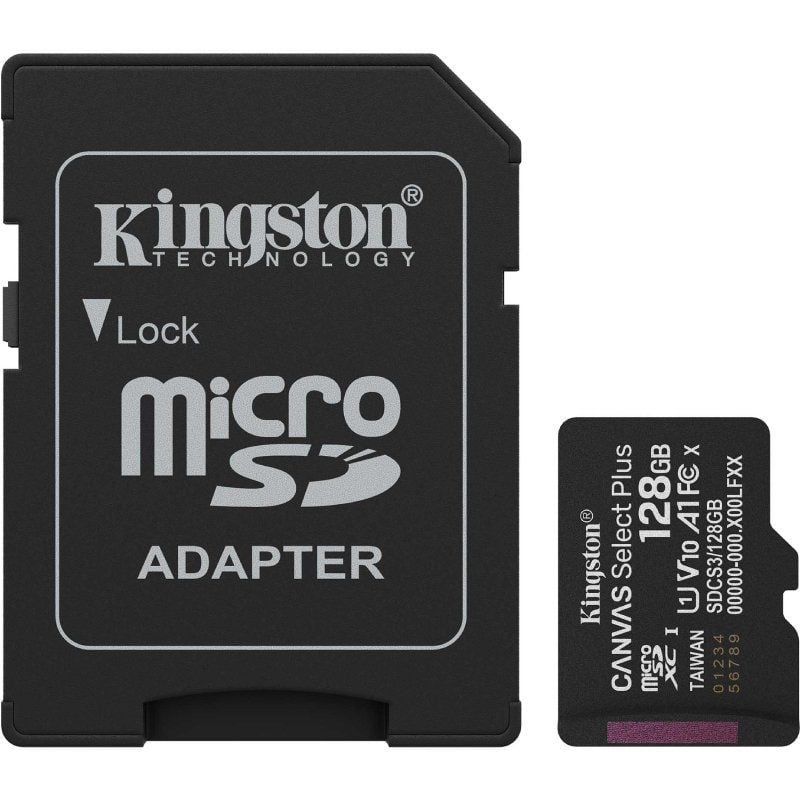 Tarjeta de Memoria Kingston CANVAS Select Plus 128GB microSD XC con Adaptador/ Clase 10/ 150MBs 740617348453 SDCS3/128GB KIN-MICROSD SDCS3 128GB