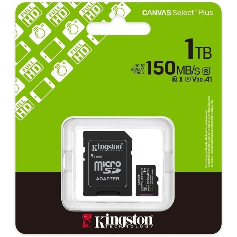 Tarjeta de Memoria Kingston CANVAS Select Plus 1TB microSD XC con Adaptador/ Clase 10/ 150MBs - Imagen 3