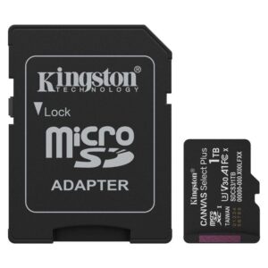 Tarjeta de Memoria Kingston CANVAS Select Plus 1TB microSD XC con Adaptador/ Clase 10/ 150MBs 740617348606 SDCS3/1TB KIN-MICROSD SDCS3 1TB