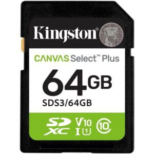 Tarjeta de Memoria Kingston CANVAS Select Plus 64GB SD XC/ Clase 10/ 100MBs 740617348255 SDS3/64GB KIN-SD SDS3 64GB