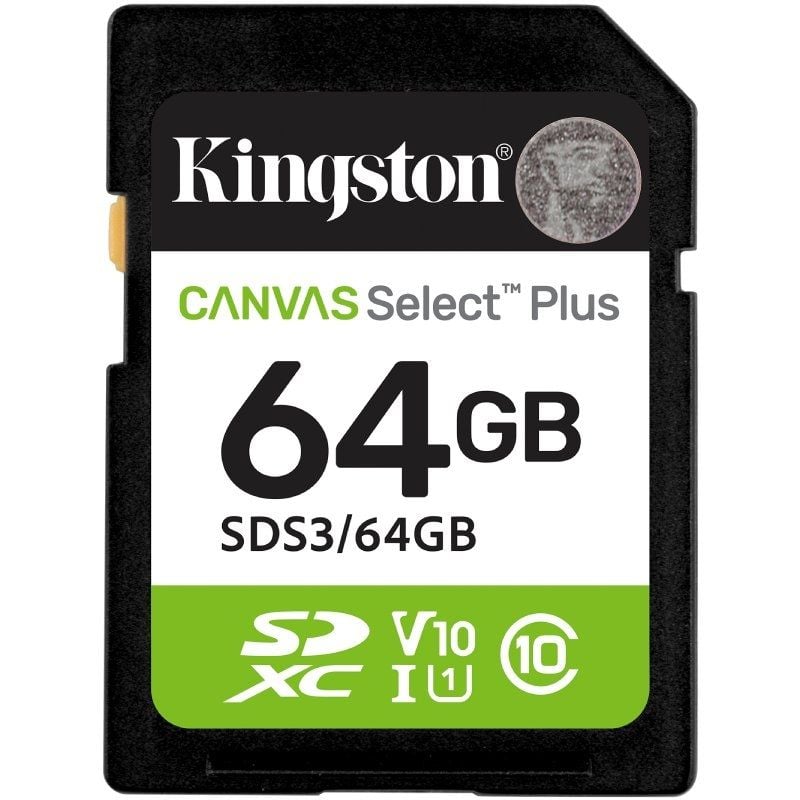 Tarjeta de Memoria Kingston CANVAS Select Plus 64GB SD XC/ Clase 10/ 100MBs 740617348255 SDS3/64GB KIN-SD SDS3 64GB