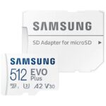 Tarjeta de Memoria Samsung EVO Plus 2023 512GB microSD XC con Adaptador/ Clase 10/ 160MBs 8806095420110 MB-MC512SA/EU SAM-MICROSD EVO P 2023 512GB