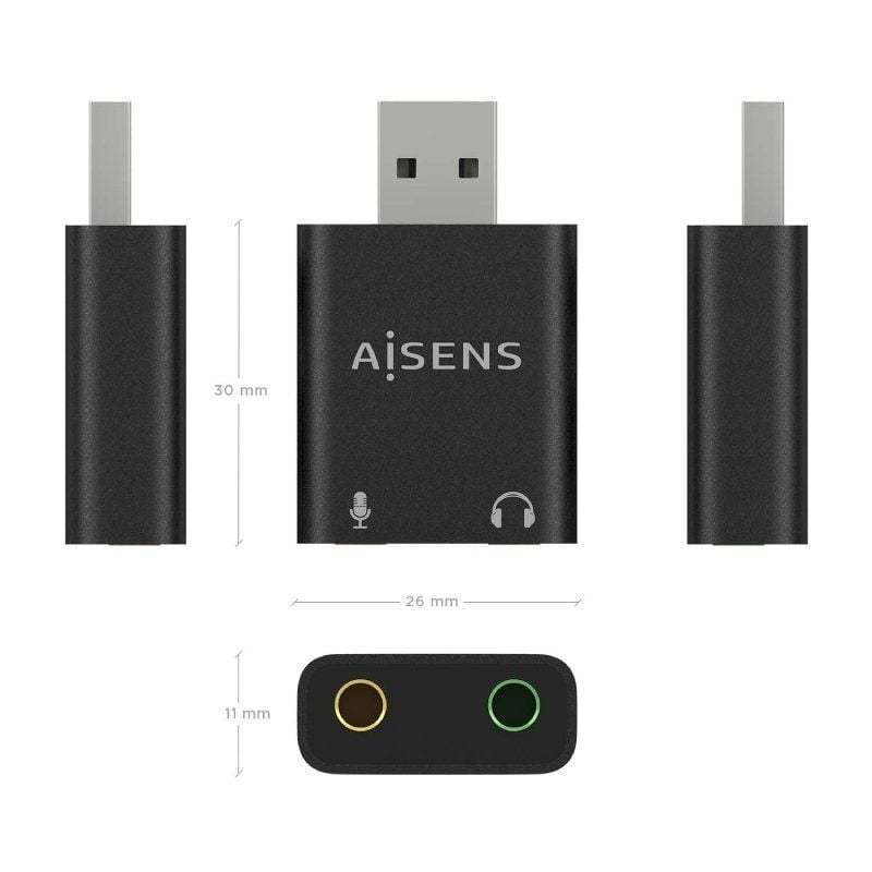Tarjeta de Sonido Aisens A106-0768/ USB Macho - 2x Jack 3.5 Hembra - Imagen 3