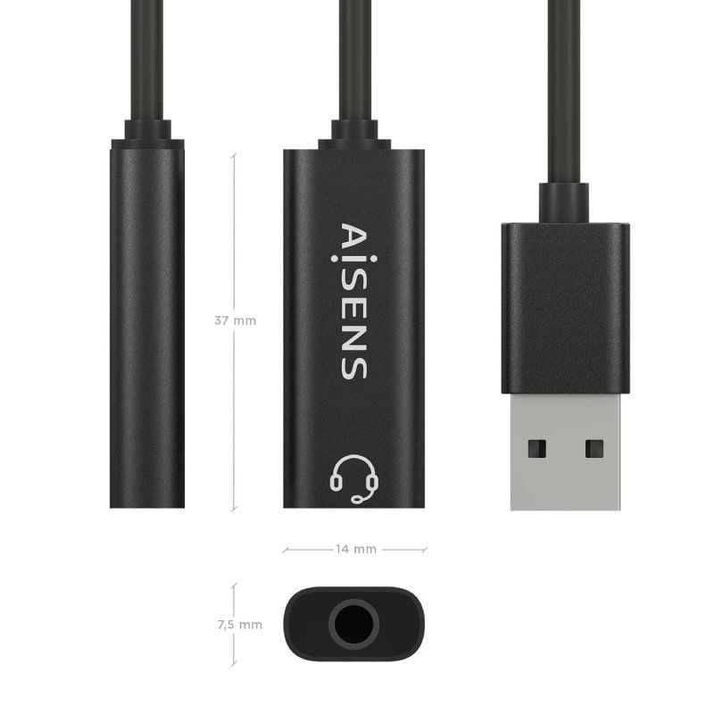 Tarjeta de Sonido Aisens A106-0770/ USB Macho - Jack 3.5 Hembra - Imagen 3