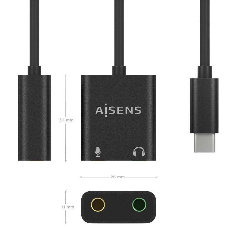 Tarjeta de Sonido Aisens A109-0767/ USB-C Macho - 2xJack 3.5 Hembra - Imagen 3