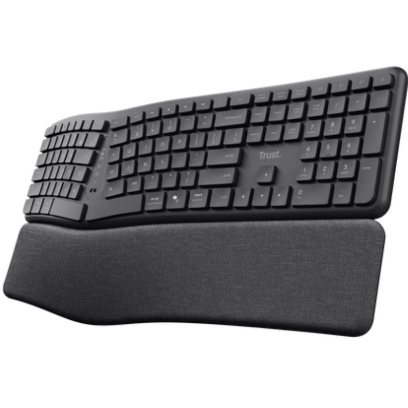 Teclado Inalámbrico por Bluetooth Trust Keyra Multidispositivo Ergonómico 8713439257045 25704 TRU-TEC KEYRA ERGO MULTI BK
