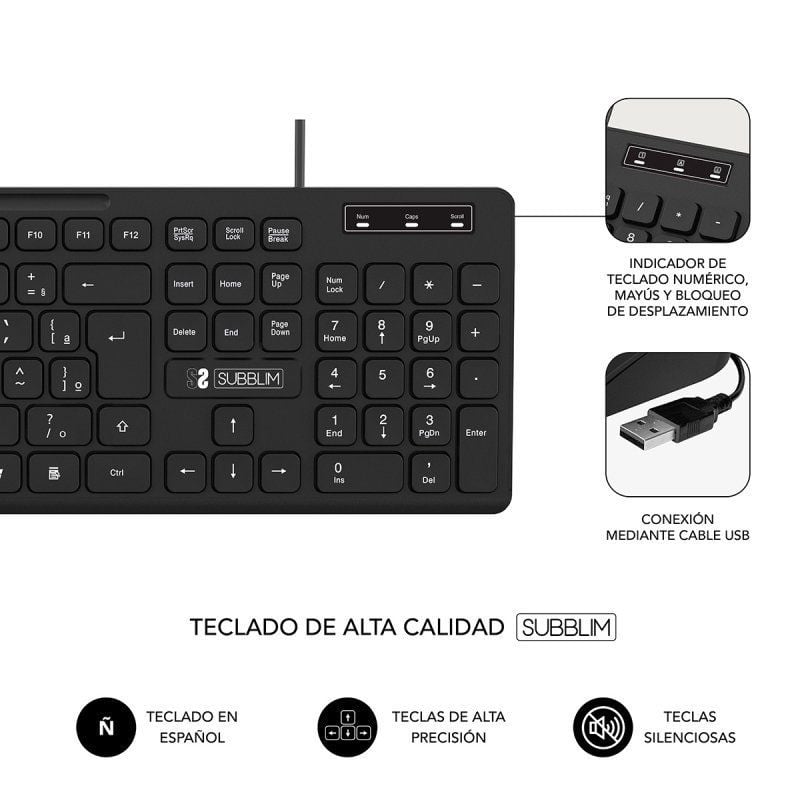 Teclado Subblim Business Slim Silencioso - Imagen 3