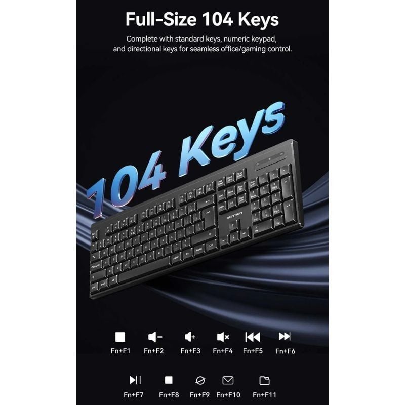 Teclado y Ratón Inalámbricos Vention Combo KTZB0-EN/ Inglés - Imagen 4