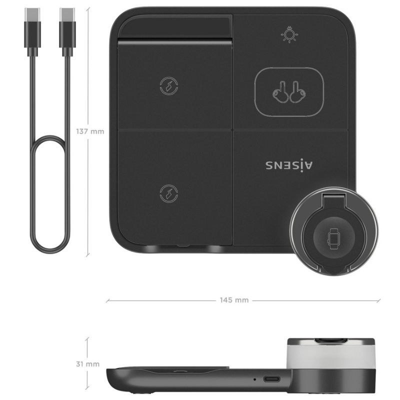 Base de carga Inalámbrica Aisens ASCH-15W4WC062-BK/ 15W/ Negro - Imagen 5