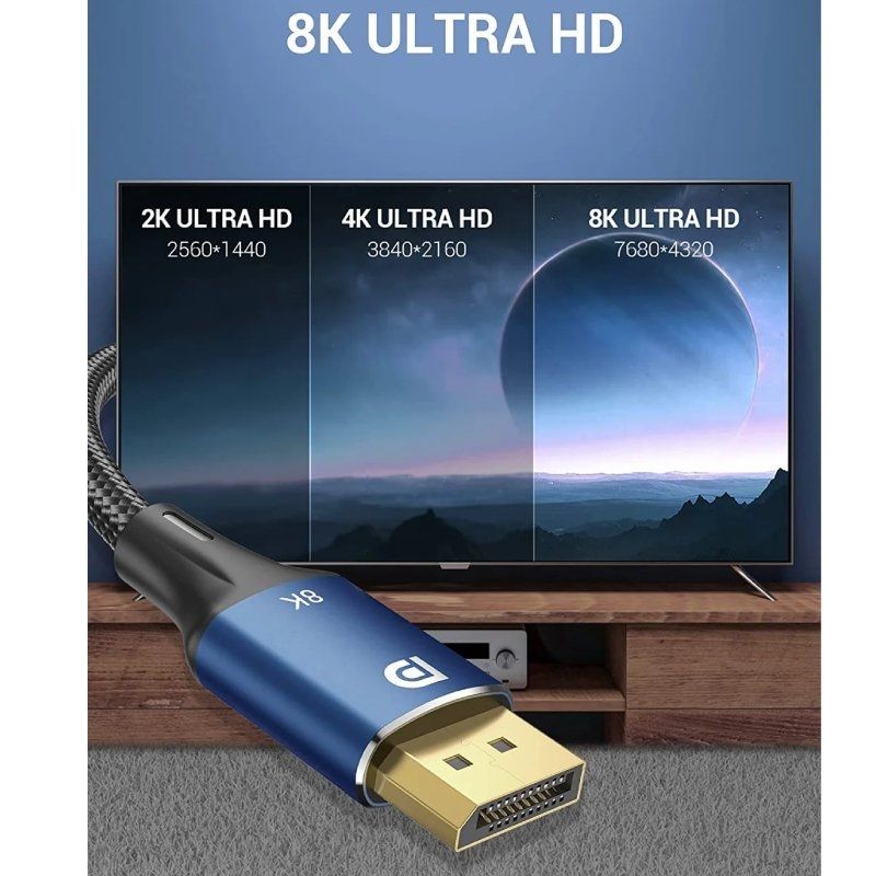 Cable DisplayPort 1.4 8K Vention HCELF/ DisplayPort Macho - DisplayPort Macho/ 3m/ Azul - Imagen 4