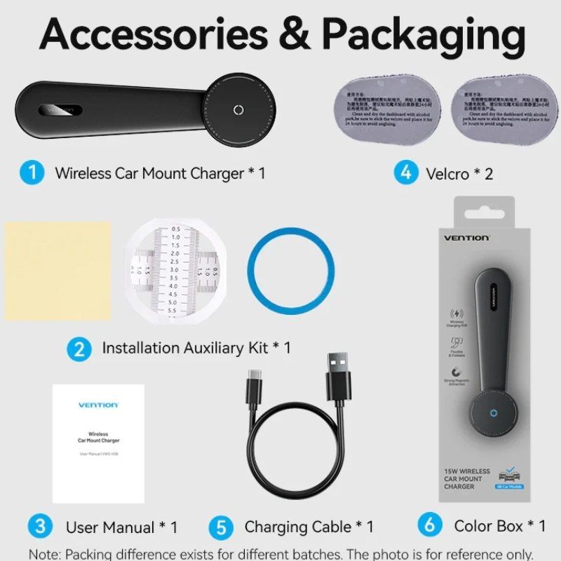 Cargador de Coche Inalámbrico Vention KSKB0/ 15W - Imagen 4