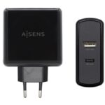 Cargador de Pared Aisens ASCH-2PD45A-BK/ 1xUSB Tipo-C/ 1x USB/ 57W 8436574706253 ASCH-2PD45A-BK AIS-CARGA ASCH-2PD45A-BK